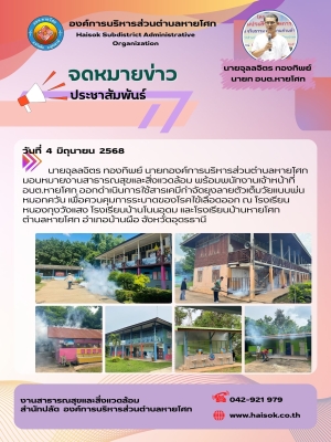 ออกดำเนินการใช้สารเคมีกำจัดยุงลายตัวเต็มวัยแบบพ่นหมอกควัน ณ โรงเรียนหนองกุงวังแสง โรงเรียนบ้านโนนอุดม และโรงเรียนบ้านหายโศก ตำบลหายโศก อำเภอบ้านผือ จังหวัดอุดรธานี